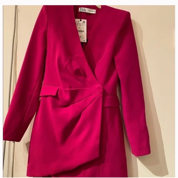Zara Jacket Wrap Dress Fuchsia / Barbie Pink - Picture 6 of 9
